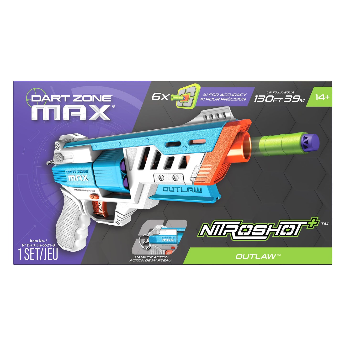 Dart Zone Max Nitroshot+ Outlaw High-Powered Hammer-Prime Pro Dart Blaster