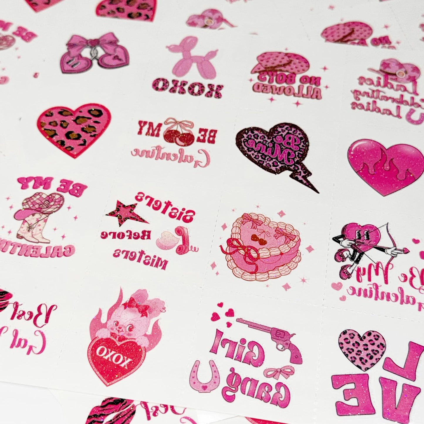 256PCS+ Galentine’s Day Glitter Tattoos Party Favors - Heart Girl Love Valentines Stickers V-Day Supplies Decorations