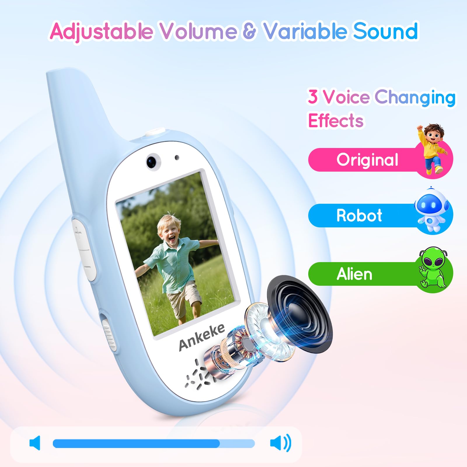 Video walkie talkies for Kids, 2 Pack 1000ft Long Range Toddler Walkie-Talkies, 750mAh Rechargeable Video Call Toys for Indoor, Outdoor, Festival or