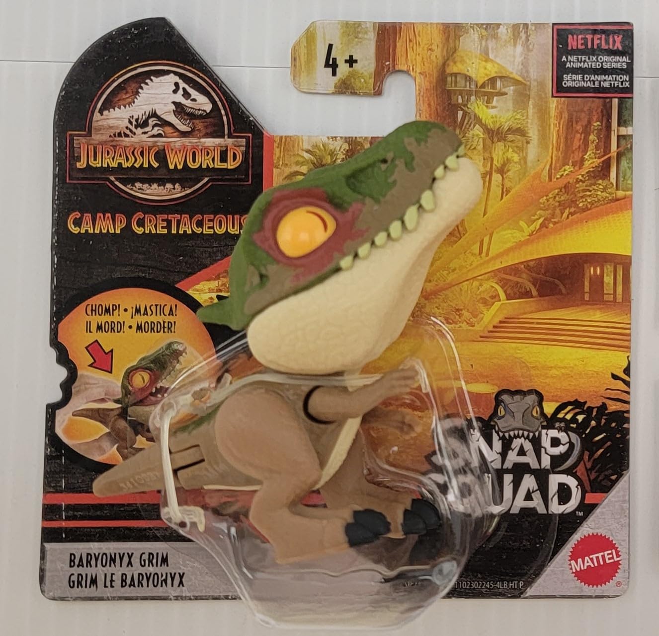 Jurassic World 2021 Camp Cretaceous Snap Squad Set of 4 Figures (Mosasaurus, Baryonyx Grim, Ankylosaurus Bumpy, Indominus Rex) from GGN26-956H Release