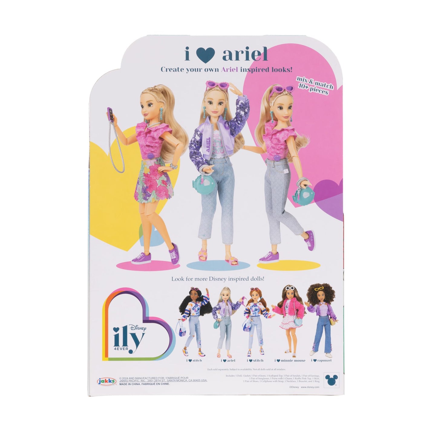 Disney ILY 4EVER Fashion Dolls Ariel 11.5" Tall with 13 Points of Articulation, Two Complete Mix-and-Match Outfits and Mickey Ring for You!
