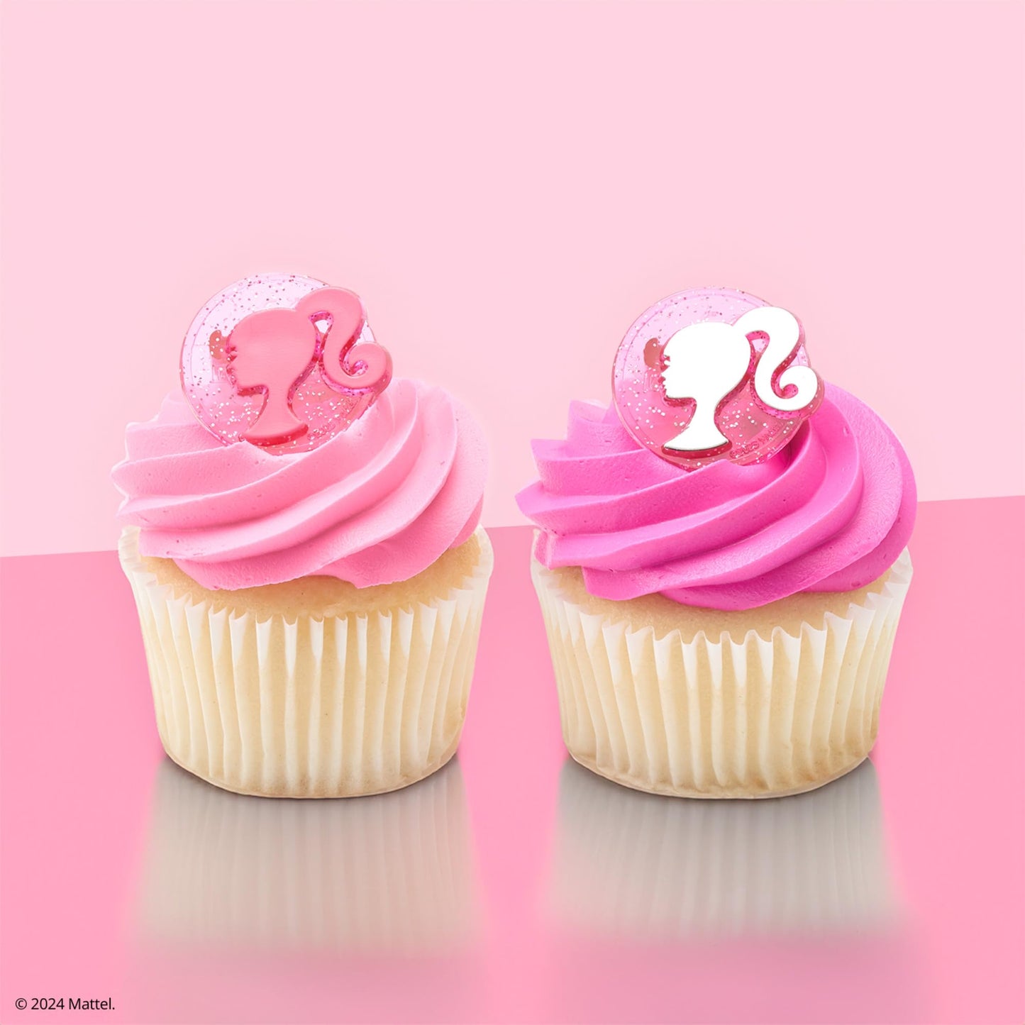 DecoPac Barbie Rings, 24 Barbie Silhouette Cupcake Decorations, Pink Glitter Cake Toppers For Birthday, Parties, Celebrations - 24 Pack