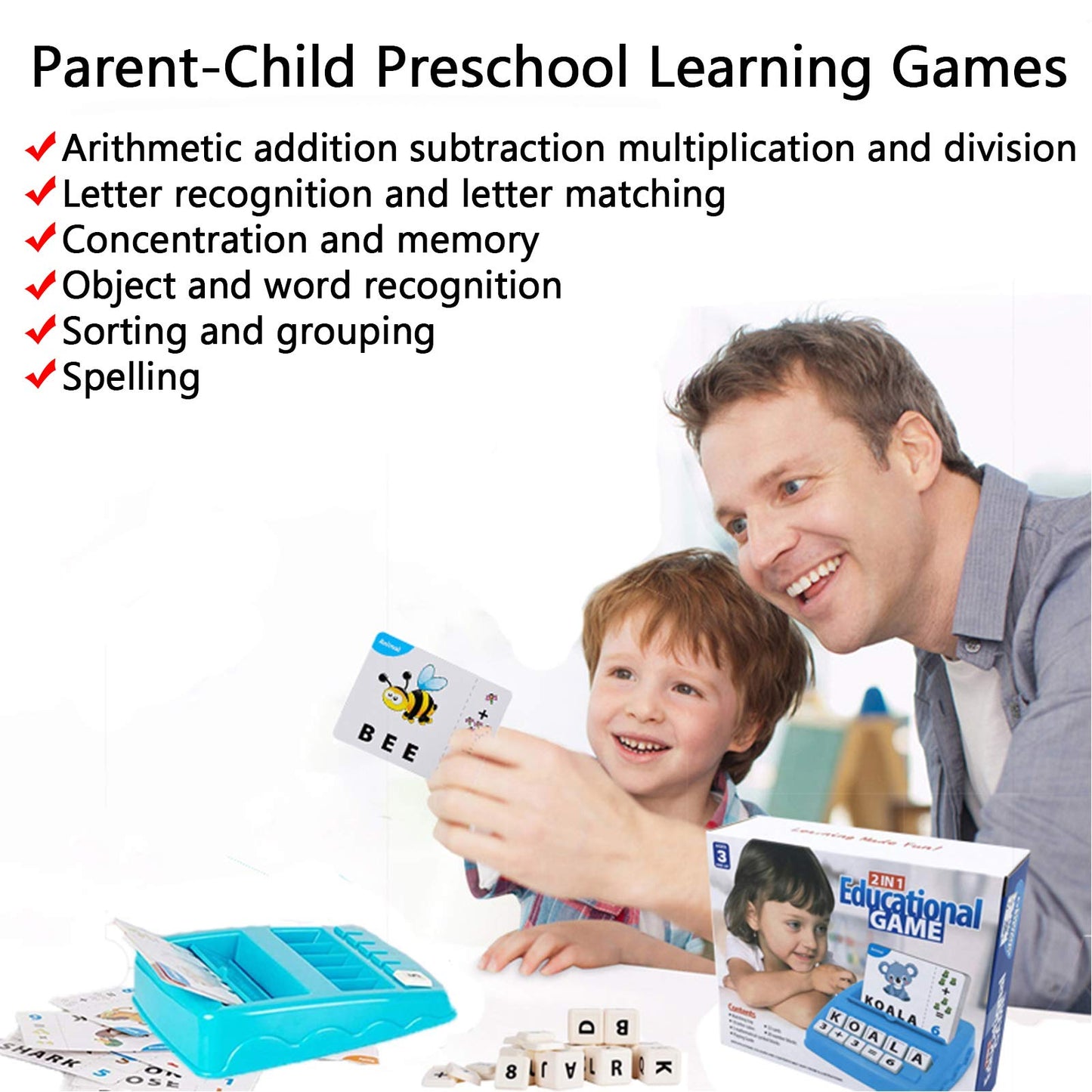 Learning Educational Toys 2 in 1 Matching Letter and Number Games for Boys and Girls Sight Words Recognition Flash Cards Kindergarten Teaching Tools