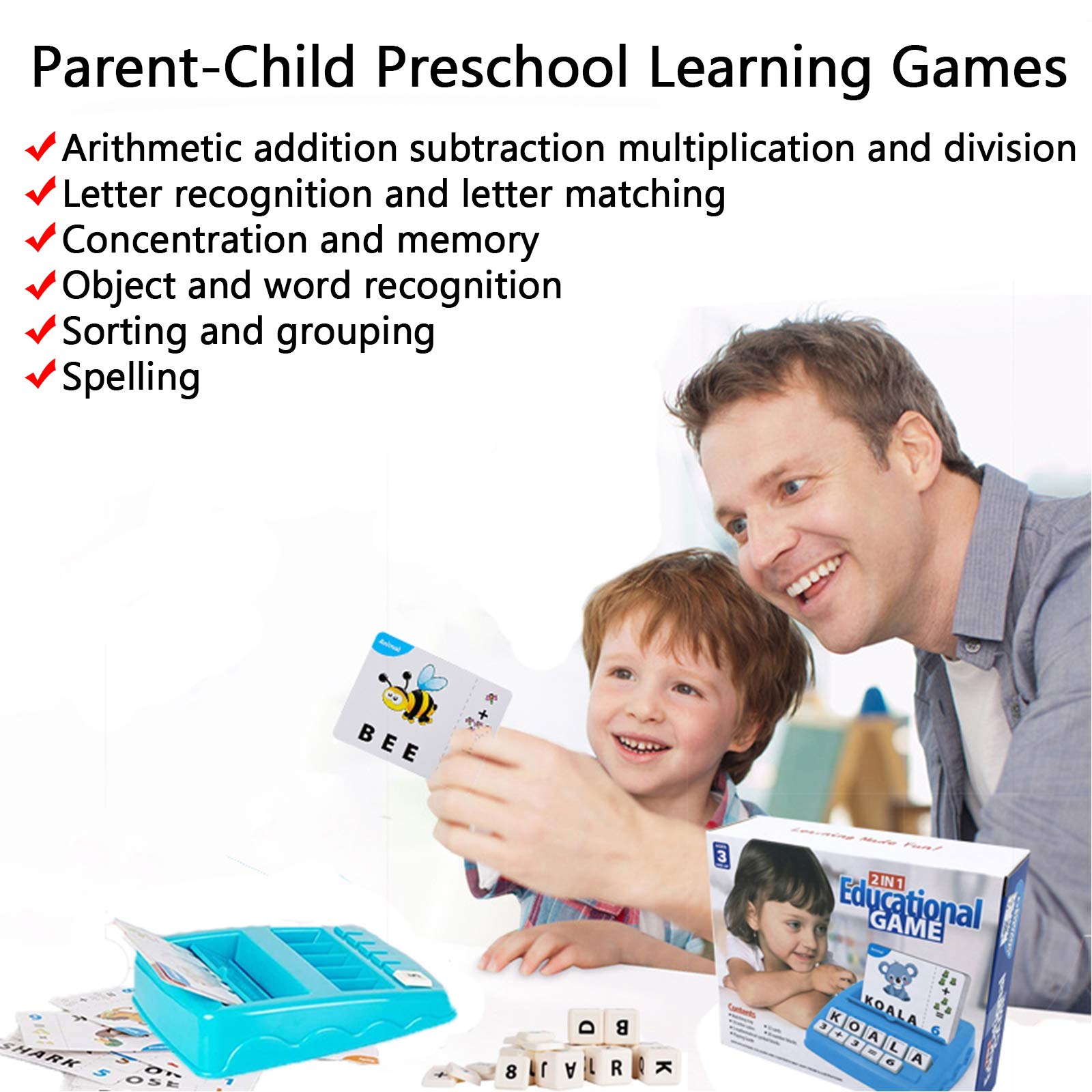 Learning Educational Toys 2 in 1 Matching Letter and Number Games for Boys and Girls Sight Words Recognition Flash Cards Kindergarten Teaching Tools