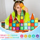 OugerToy 104PCS Magnetic Tiles STEM Building Blocks for Kids Ages 3-9, Educational Stacking Toys with Car Bases, Creative Construction Gift for Boys