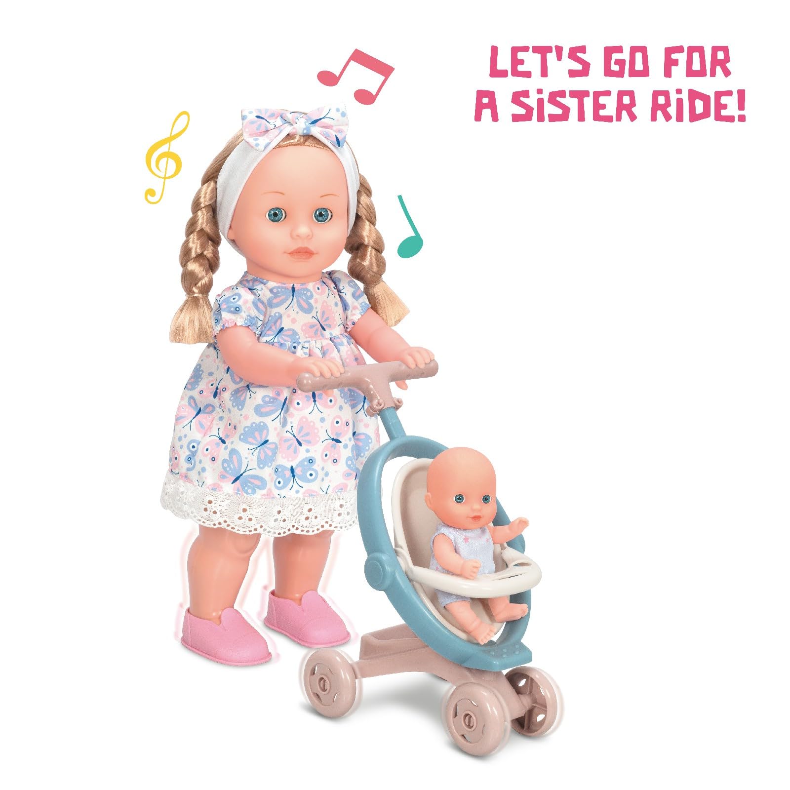 Mother Love 16 Inch Walking Dolls with Stroller & Sister