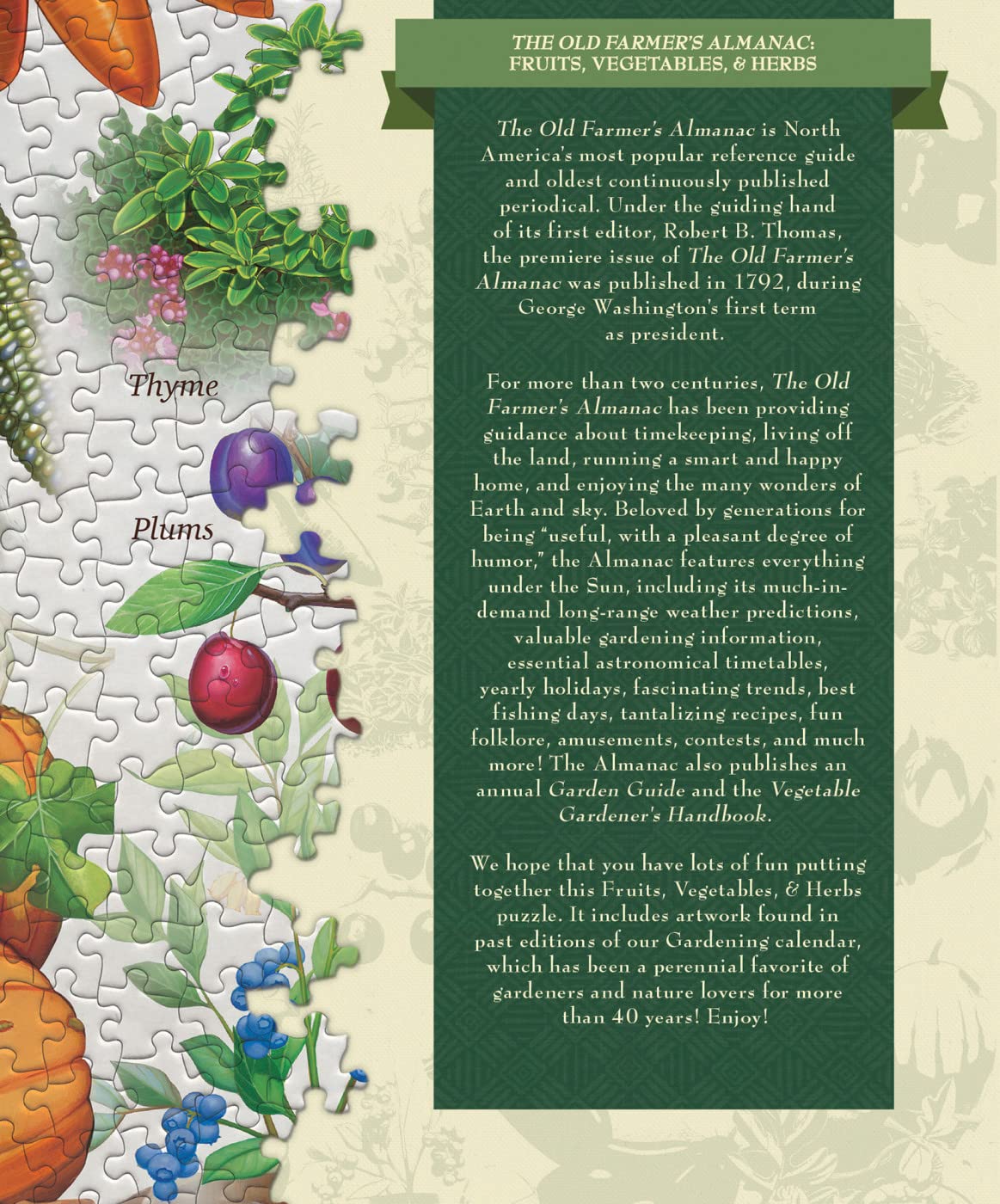 MasterPieces 1000 Piece Jigsaw Puzzle for Adults, Family, Or Youth - Farmer's Almanac; Fruits Vegetables and Berries - 19.25"x26.75"