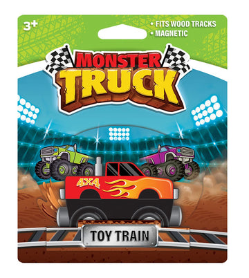 Masterpieces Monster Truck Toy Train - Wooden Toy Engine, Wood Toy Truck - for Kids