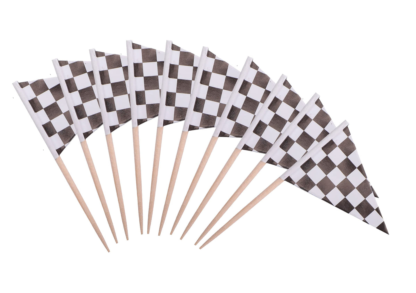 stidsds Checkered Black and White Racing Cupcake Toppers Flags Mini Small Race Car Toothpick Stick Flag Decoration(100 pcs)