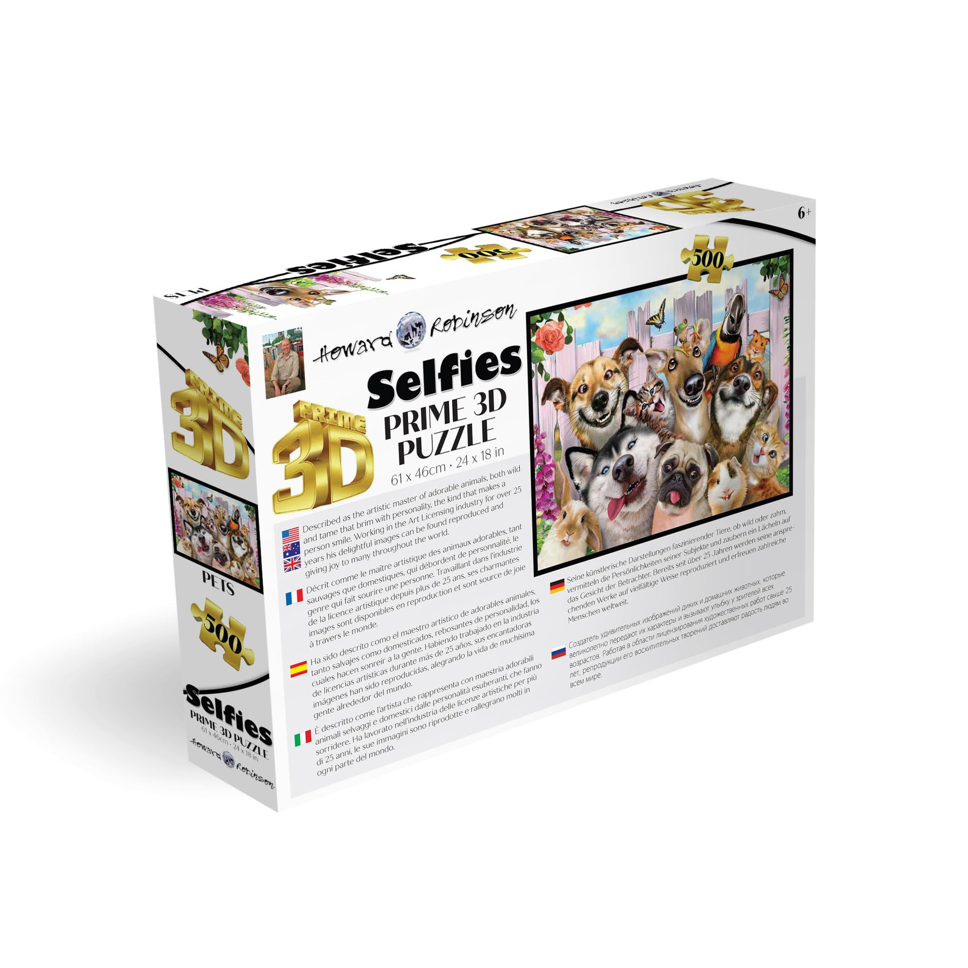 Prime 3D | Selfies Howard Robinson | Pet | 500 Piece 3D Jigsaw Puzzle for Adults and Kids | Finished Size 24" x 18" | Challenging & Fun for Adults