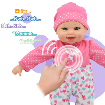 Little Darlings: 12" Talking Twins - Pink, Teal, Hearts - 2 Soft Body Baby Dolls, Make 12 Sounds, 2 Bottles, New Adventures, Toddler & Kids Ages 2+