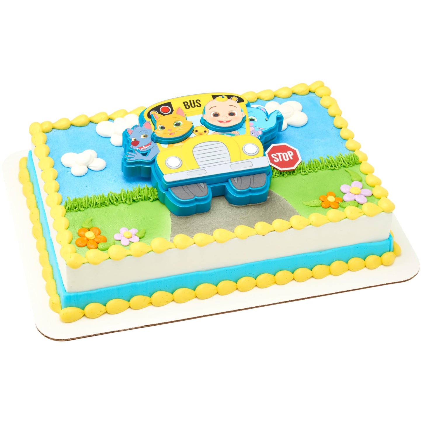 DECOPAC DecoSet CoComelon Ready for Adventure! Cake Topper, 4 Piece Cake Decoration Set With JoJo, Kittens, Wally, and Ello Puzzle Jigsaw (27978)