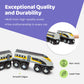 Maxim Enterprise, inc. Wooden Bullet Train, Wooden Train Set of 2 Modern Engines 1 Sleek Passenger Car with Magnetic Connectors, Compatible