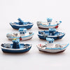 6-Piece Miniature Fishing Boats Set - Vintage Mediterranean Style for Dollhouse, Fairy Garden & Micro Landscape Decor - Perfect for Ocean, Beach & Sea