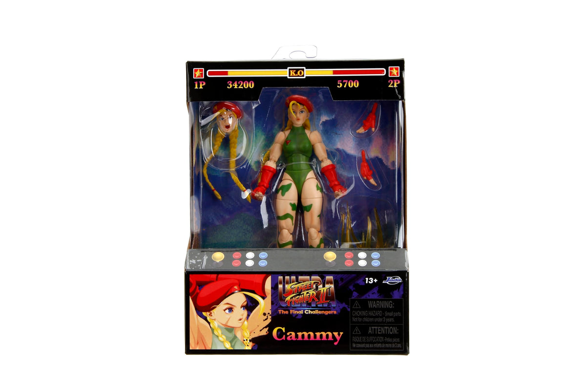 Jada Toys - Street Fighter II Cammy Action Figure - 1:12 Scale Collectible - Includes Interchangeable Heads, Hands, and Accessories - Ages 13+