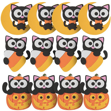 Fun Express Halloween Cat Magnet Craft Kit - Craft Kits - 12 Pieces