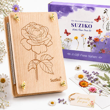 Suziko Large Flower Press Kit with Rose Pattern for Adults & Kids - 10.8 x 6.9 Inch Flower and Leaf Preservation Art Craft Kit, Great Gift for Nature