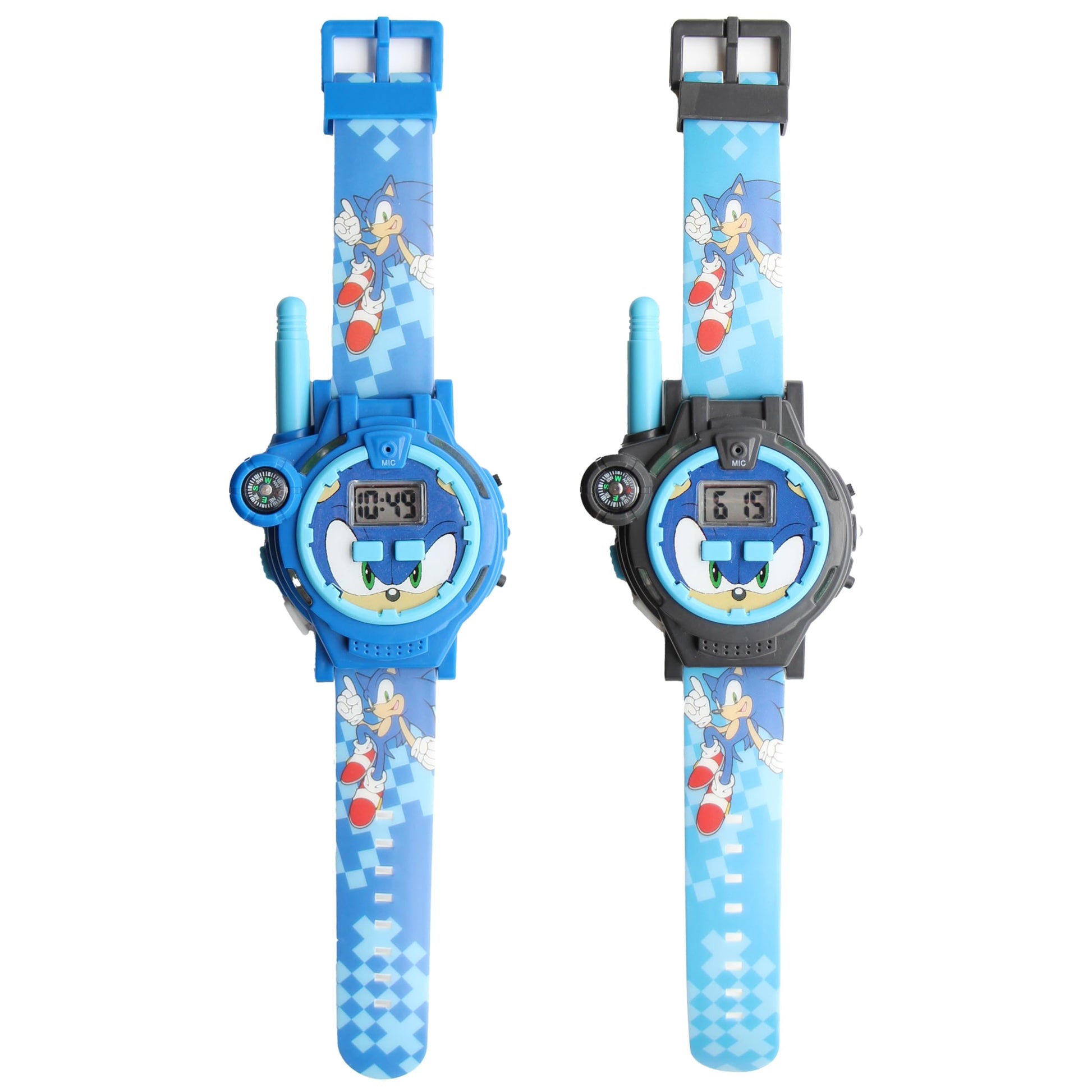 Accutime Sonic The Hedgehog's Walkie Talkie Kid's Watches with Calendar, Compass, Flashlight - 2 Way Radio, 200m Range - Durable Interactive Play