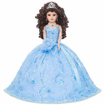 18” Quinceañera Last Doll with Umbrella Dress Stand - Última Muñeca Mis Quince Años Keepsake, Traditional Hispanic Mis 15 Doll, Ceremony & Table