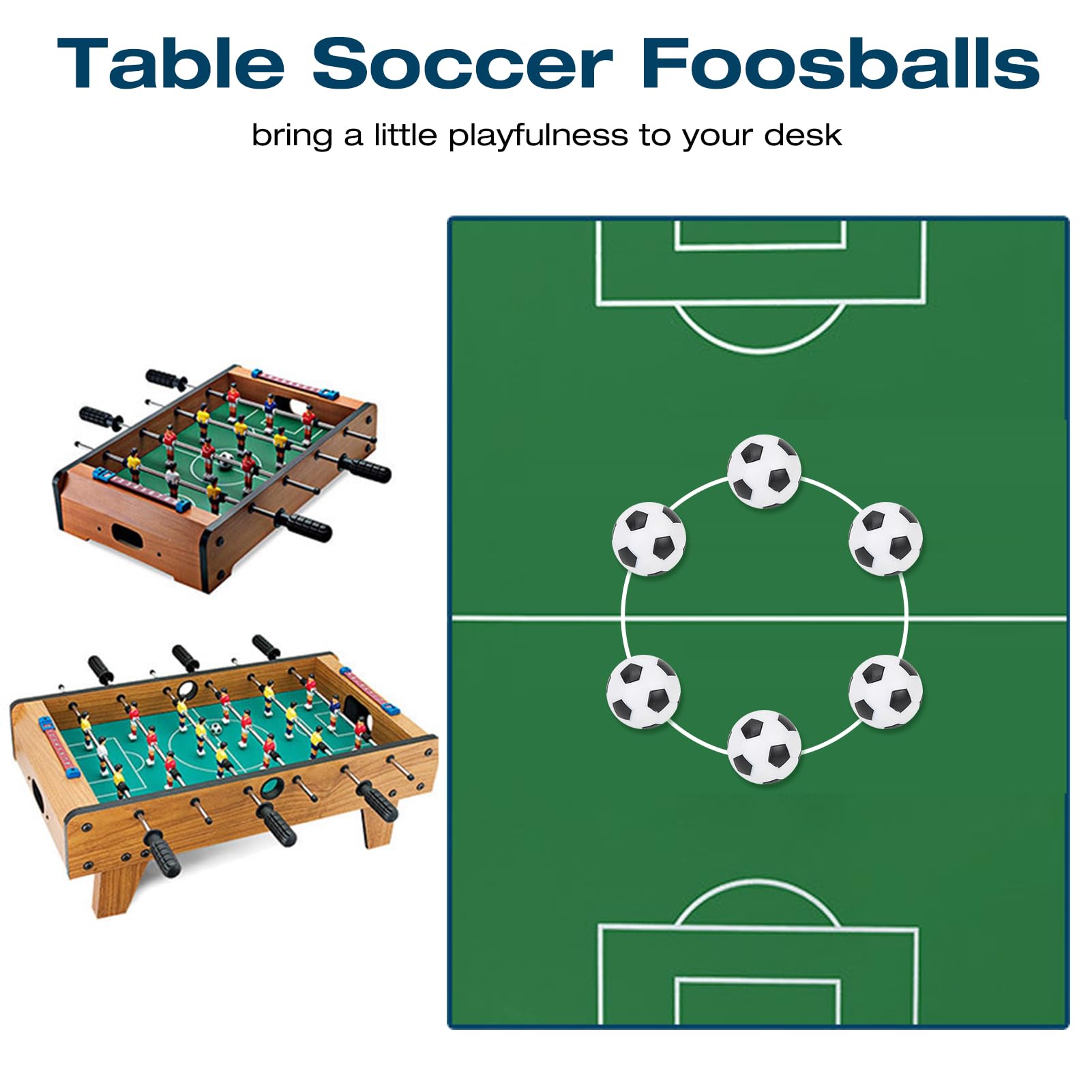 Foosball Balls, Durable Mini Black and White Table Soccer Balls Replacement 6 Pack for Home Office Family Party Recreation
