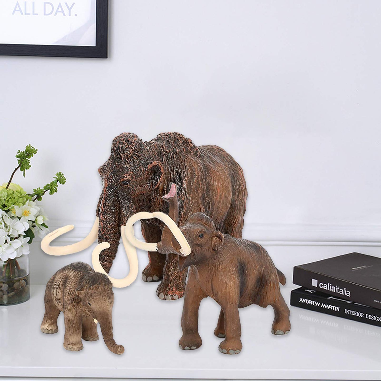 Vankcp 3PCS Figurines Mammoth Family Toy,Realistic Ancient Elephant Figurines Model, Cake Toppers Playset Eduactional Toys Party Playset Toys Ideal