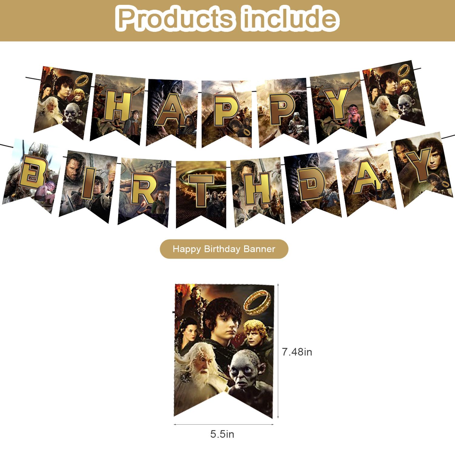 Rings Party Decorations,Birthday Party Supplies For Rings Party Supplies Includes Banner - Cake Topper - 12 Cupcake Toppers - 18 Balloons