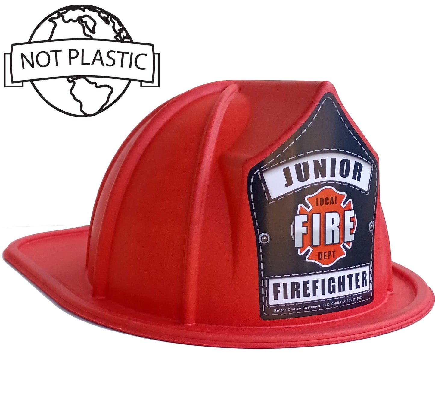 Better Choice Costumes, LLC NOT PLASTIC, Molded Paper Children's Firefighter Hat, Party Supply, Fire Hat Costume Accessory (12)