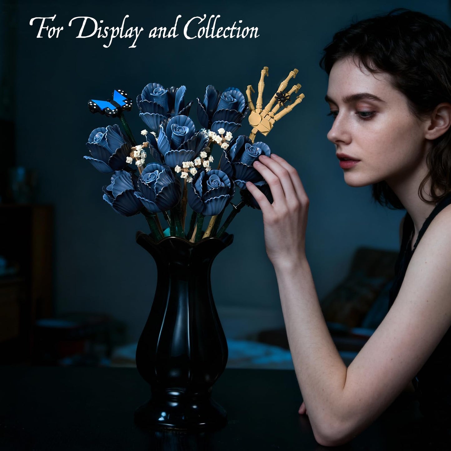 Corpse Emily Bouquet Roses Building Set, Gothic Floral Flower Model Set for Dark Romancet Compatible with Lego Withered Flower Building