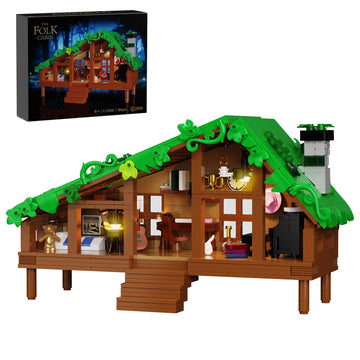 Folk Cabin Building Set, Folk House Compatible with Lego Forest Cabin House Building Creative Collection Toys, Mysterious Cabin Model,Christmas