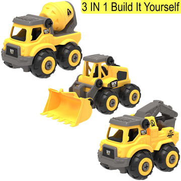 Misco Toys: DIY 3-in-1 Construction Truck - 58pc Assembly Kit, Vehicle Building, Transformation Set, Easy Take Apart & Re-Build, Storage Case, Kids 6+