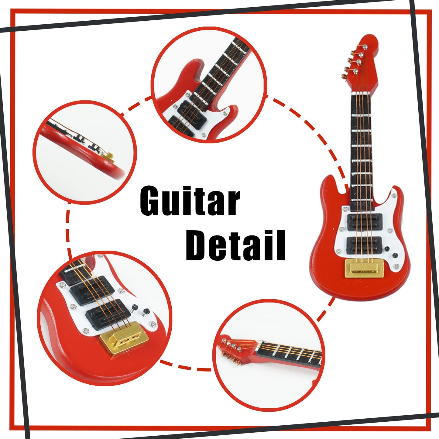 Guitar Cake Toppers Music Theme Birthday Cake Toppers Electric Guitar Model Rock And Roll Cake Decorations For Rockstar Theme Party (Red)
