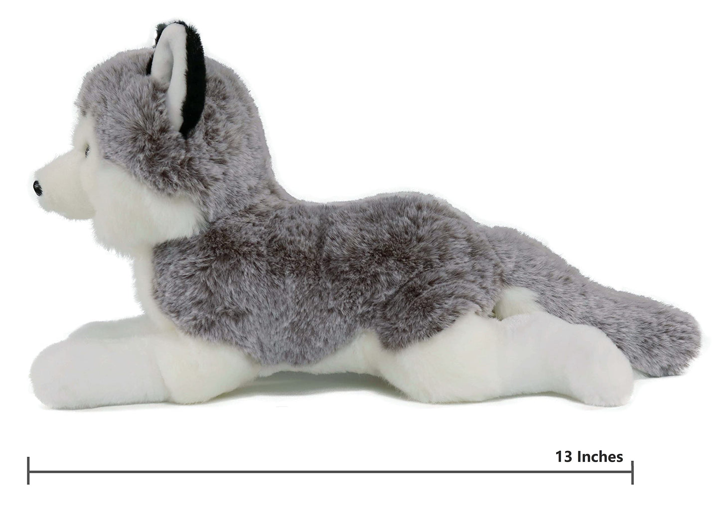 Ice King Bear Lifelike Siberian Husky Stuffed Animal - Plush Toy - 13 Inches Length (Lying)