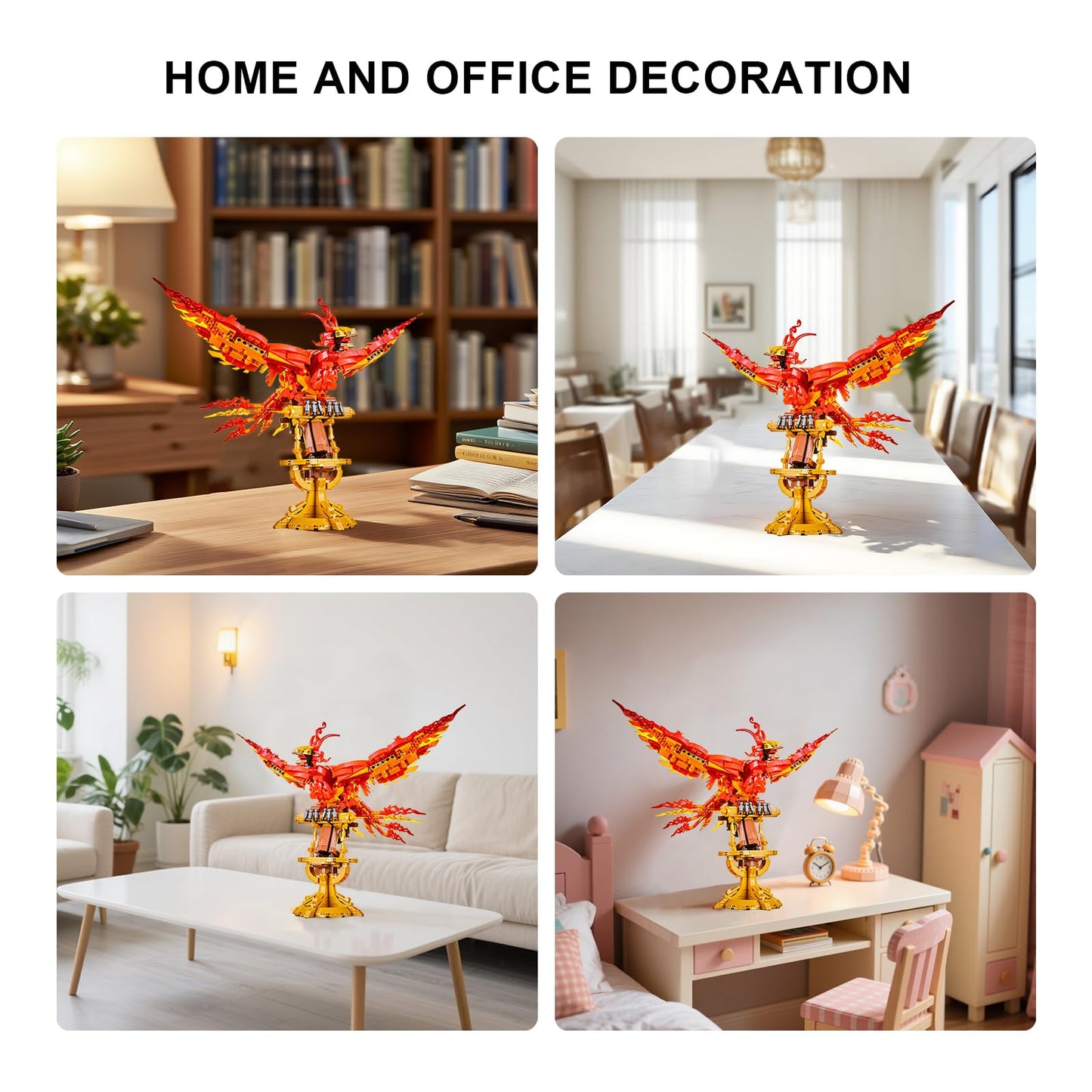 Magic Fire Phoenix Set Compatible with Lego, 938PCS Fire Phoenix Toy Collection Model for Adults, Christmas Birthday Gift for Kids Boys Girls
