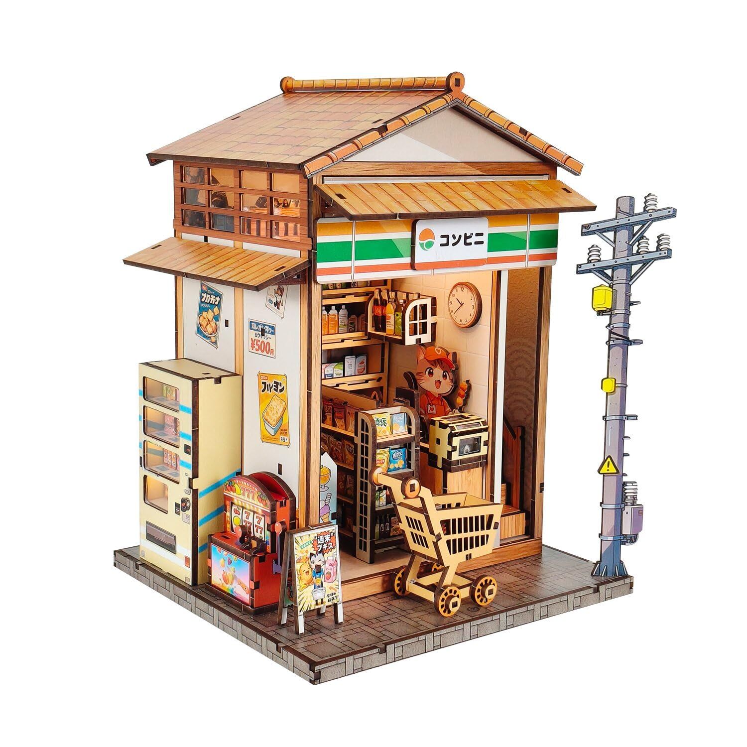 Japanese DIY Miniature House Kit, DIY Book Nook Kit, Minimart Model Craft Kits, Wooden Mini Doll House Kit, Tiny Model House for Adults to Build