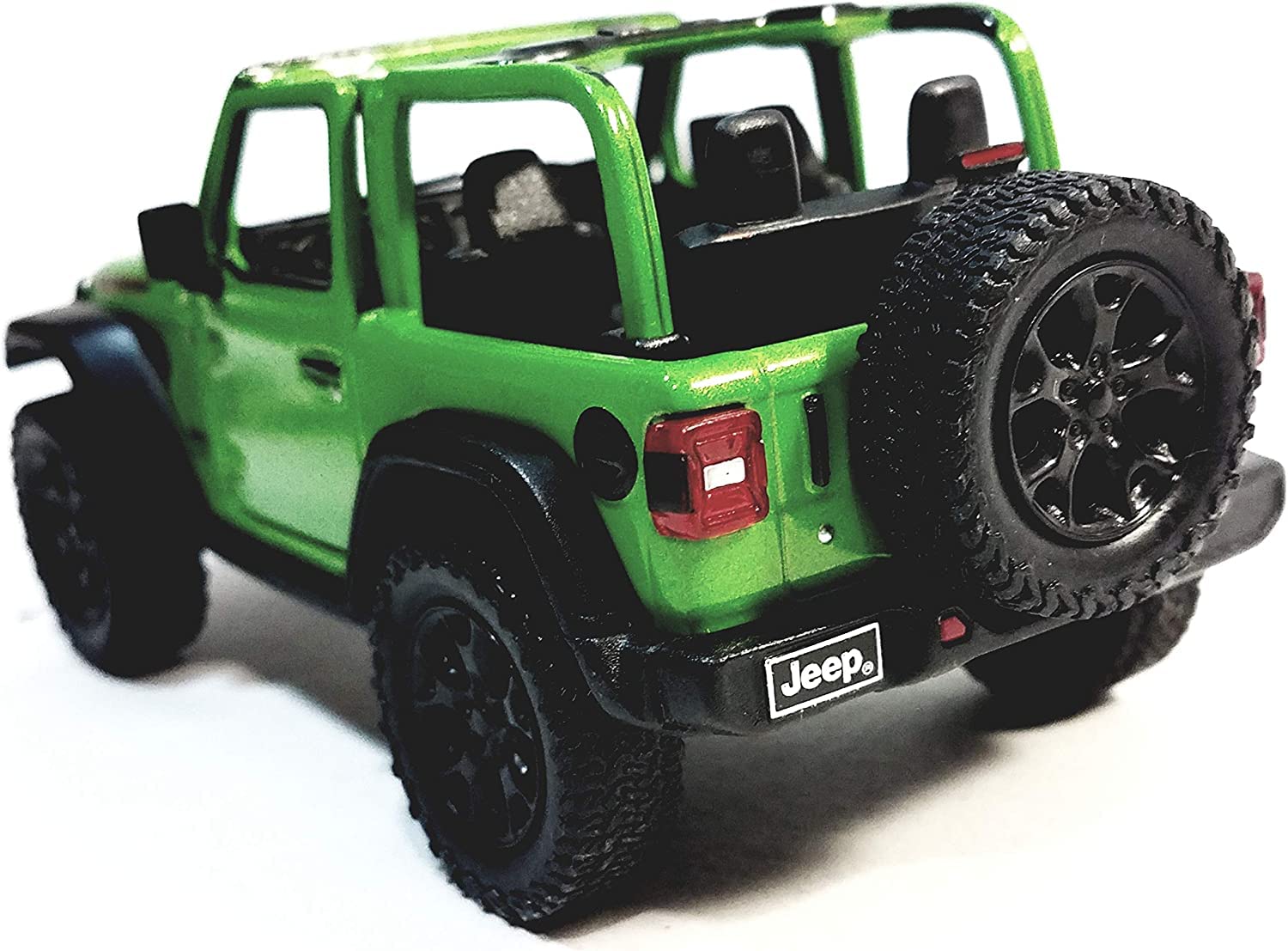 Kinsmart Compatible with Jeep Wrangler Rubicon 2018 Lime Green Open Top Conv 1/34 Scale Diecast Car