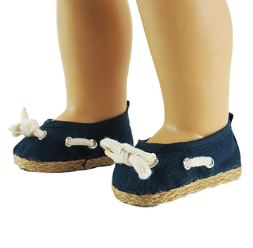 Navy Nautical Flats Shoes for 18-Inch Dolls | Premium Quality & Trendy Design | Dolls Clothes