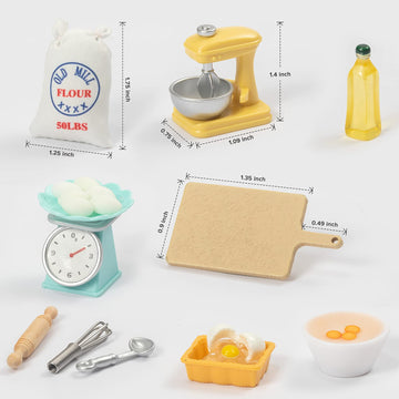 SAMCAMI Miniature Dollhouse Accessories - Dollhouse Furniture 1 12 Scale - Mini Stuff for Dollhouse Kitchen - Stand Mixer, Kitchen Scale, Flour