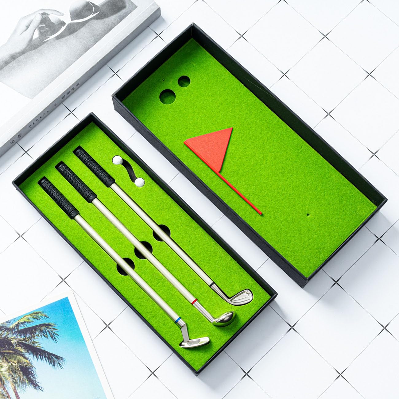 Baiyigs Golf Pen Desktop Games Set - Mini Funny Gifts for Golfers, Coworkers, Boss, for Dad from Wife Daughter Son, Office Desk Putting Practice Toy
