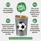 Steel Chill Cups 16 oz. Reusable Party Cups, Soccer, Green, 12 Count