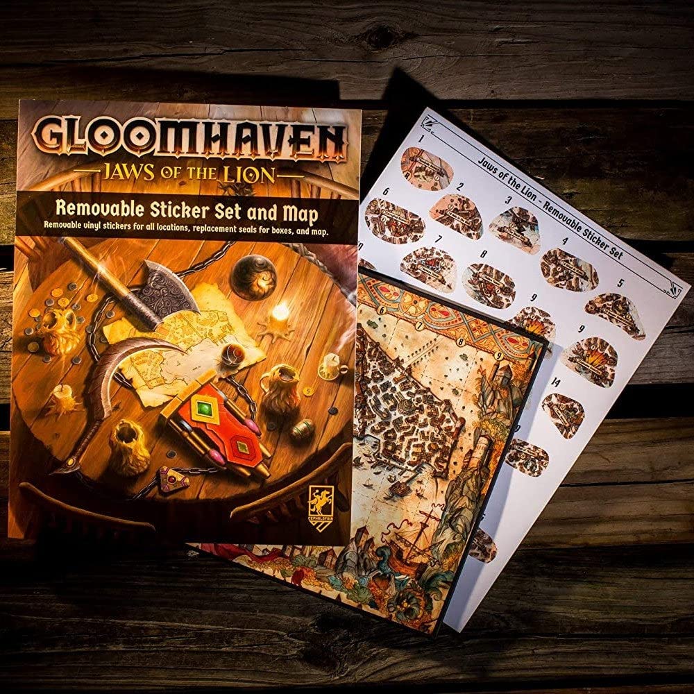 Gloomhaven Cephalofair Games: Jaws of The Lion Removable Sticker Set & Map