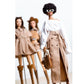 AQQeenmiu Fashion Doll Outfit Set for 11.5-12 Inch Dolls, Designer White Off-Shoulder Shirt with Tan Workwear Belted Skirt, 2 Piece Clothing Set (Tall