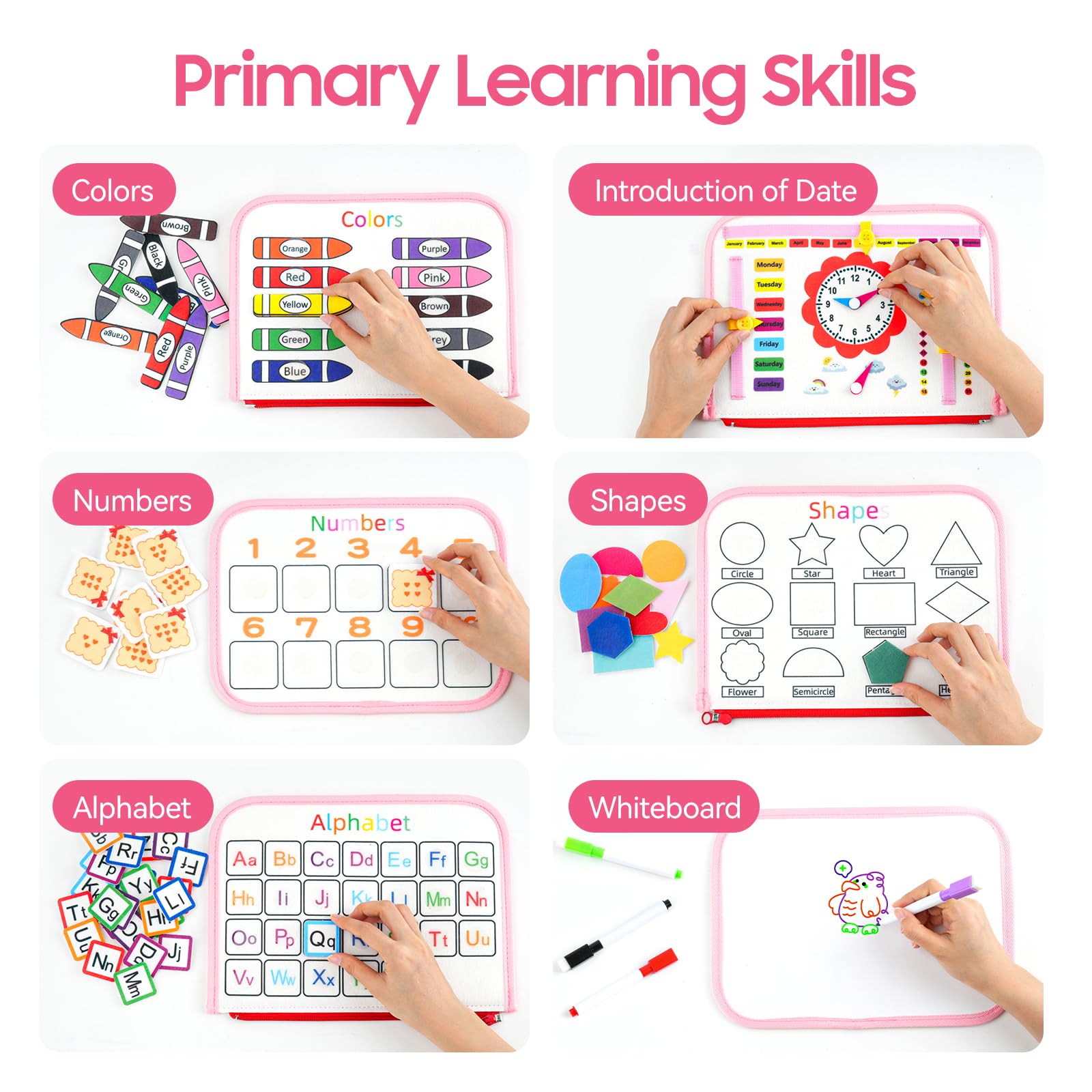 HumorPlay Busy Board Montessori Toys for 1,2,3 Year Old Girl Gifts, Sensory Educational Busy Book for Toddlers 1-3 Age, Christmas Birthday Gift