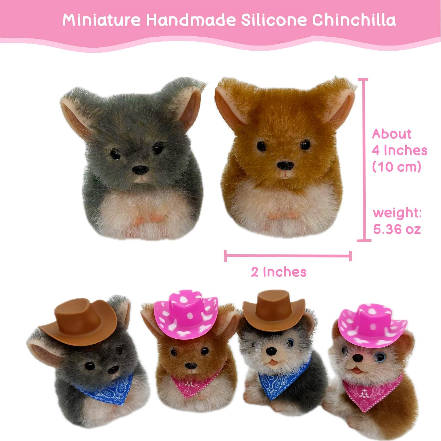 VOLOBE 4 Inches Silicone Chinchilla, Realistic Animal Toy as Silicone Piglet Companion with Sleeping Pad Accessories, Lifelike Silicone Mouse Handmade