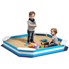 Qaba Kids Sandbox with 4 Corner Seats Bottom Liner 52" x 52" x 6" Blue