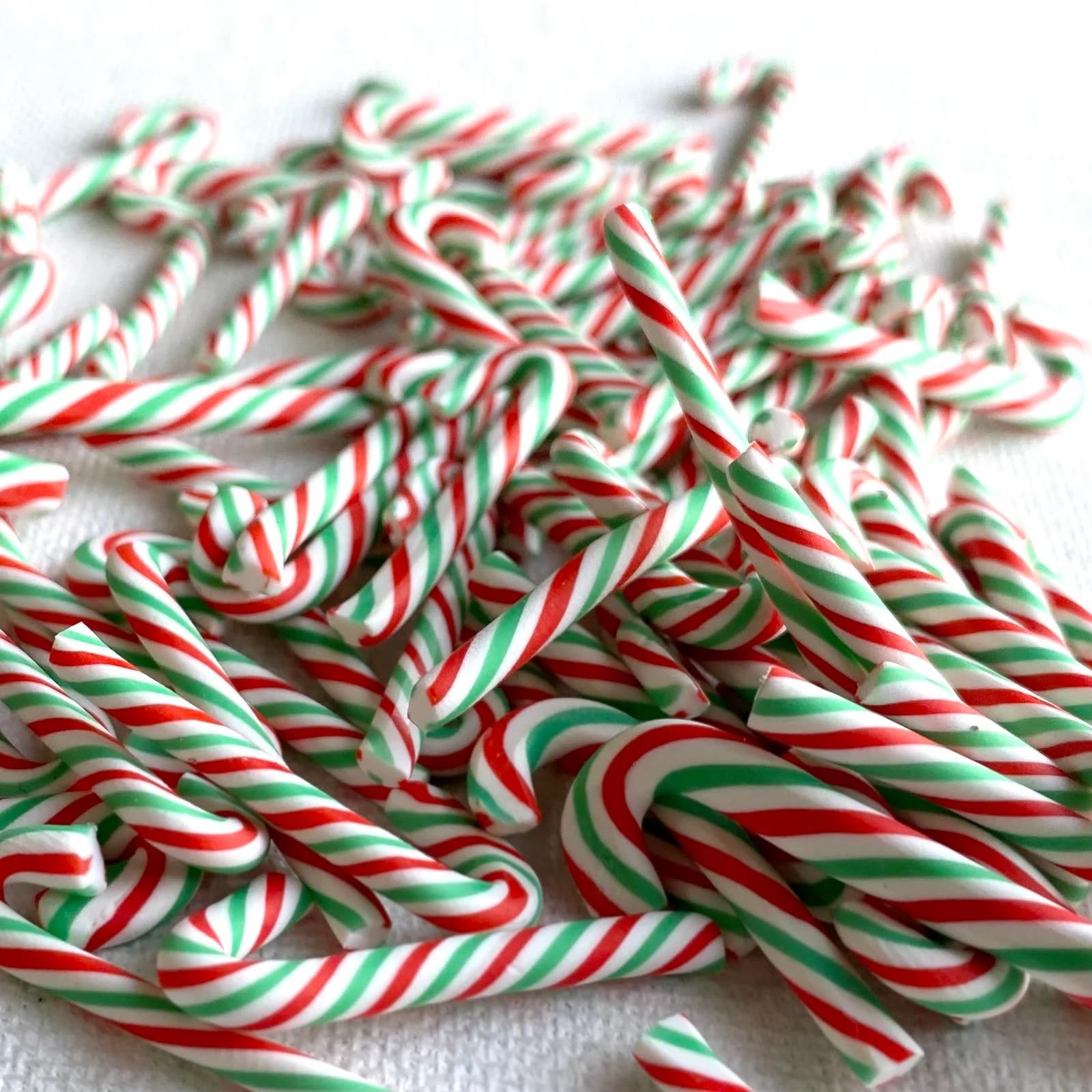 Miniature Candy Canes, Peppermint Embellishments, Non-Edible Tiny Mini Small Christmas Craft, Dollhouse Miniatures Polymer Clay (20PCS)