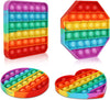 Multipurpose 4 Pack Rainbow Pop it Fidget Toy, Bubble Sensory Toy for Kids and Adults, Stress Reliever, 4 Shapes Poppers-Heart, Circle, Octagon
