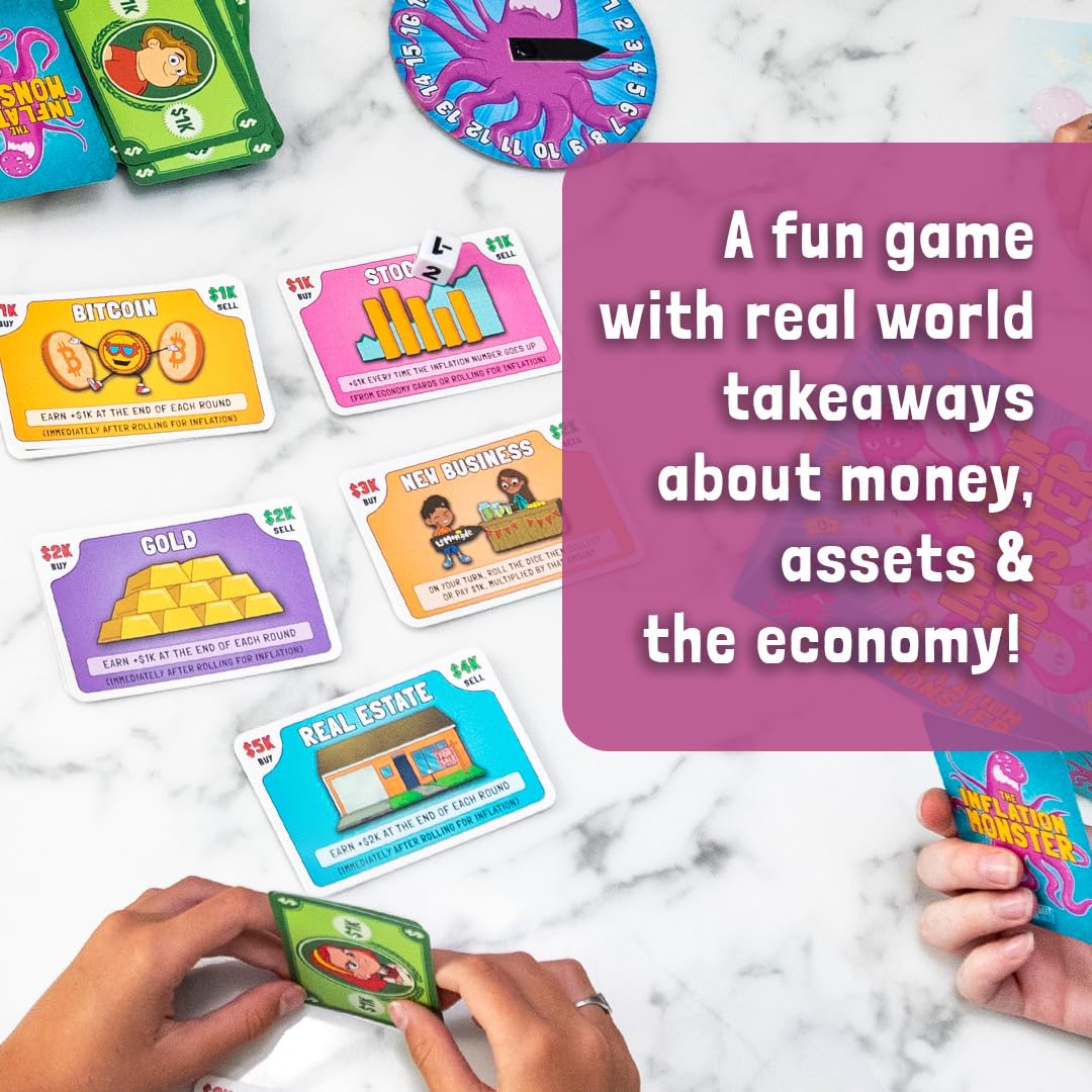 ANGEL STUDIOS Inflation Monster Card Game | Educational Card Game for Kids Ages 8+ | Family Board-Game | Learn Money, Math, Investing, & Inflation |