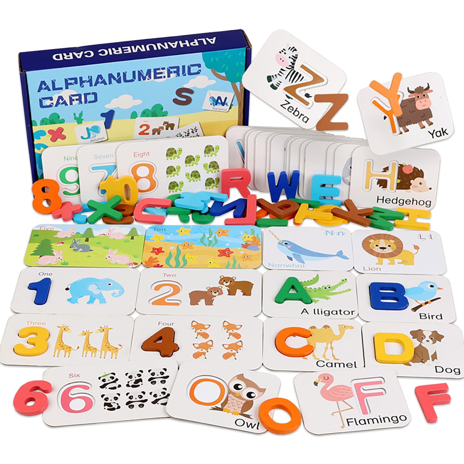 Alphabet Puzzle Toy, Numbers and Alphabets Flash Cards Set for 4 Year Old