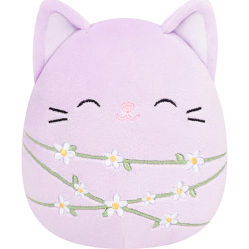 Squishmallows Original 8in Mak the Lavender Cat Wrapped in Flower Stems - Official Jazwares Plush (Little)