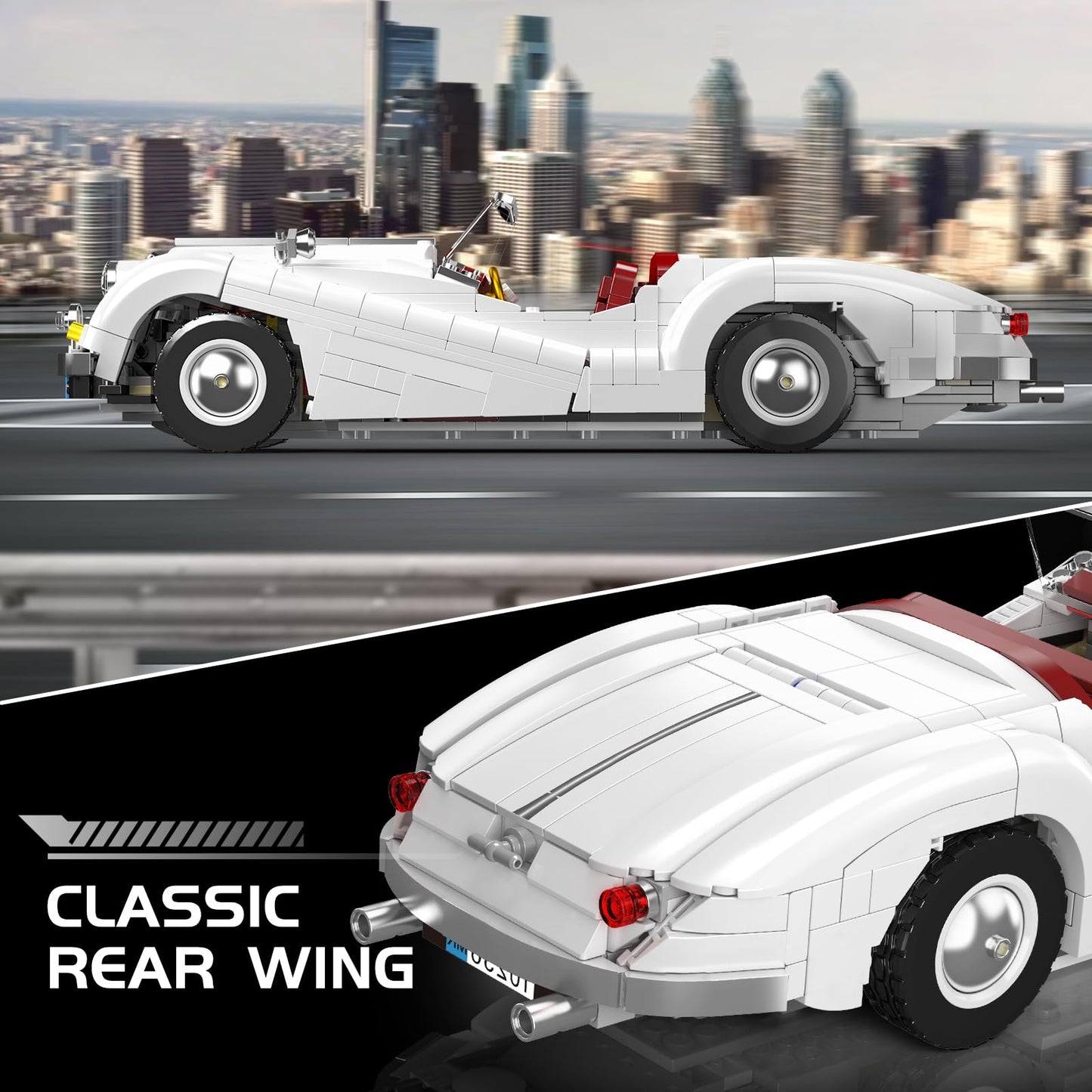Mould King Sports Car Building Block Kits, MOC Classic Car Model Kit Supercar Racing Model Building Sets, Gift for Age 14+/Adult Collections